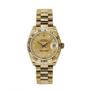 Rolex Datejust 31mm - Gold President Yellow Gold - Fluted Bezel - Oyster Perpetual 178278 chdp Watch