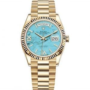 Rolex Day-Date 128238 36mm Turquoise Dial Women's Watch