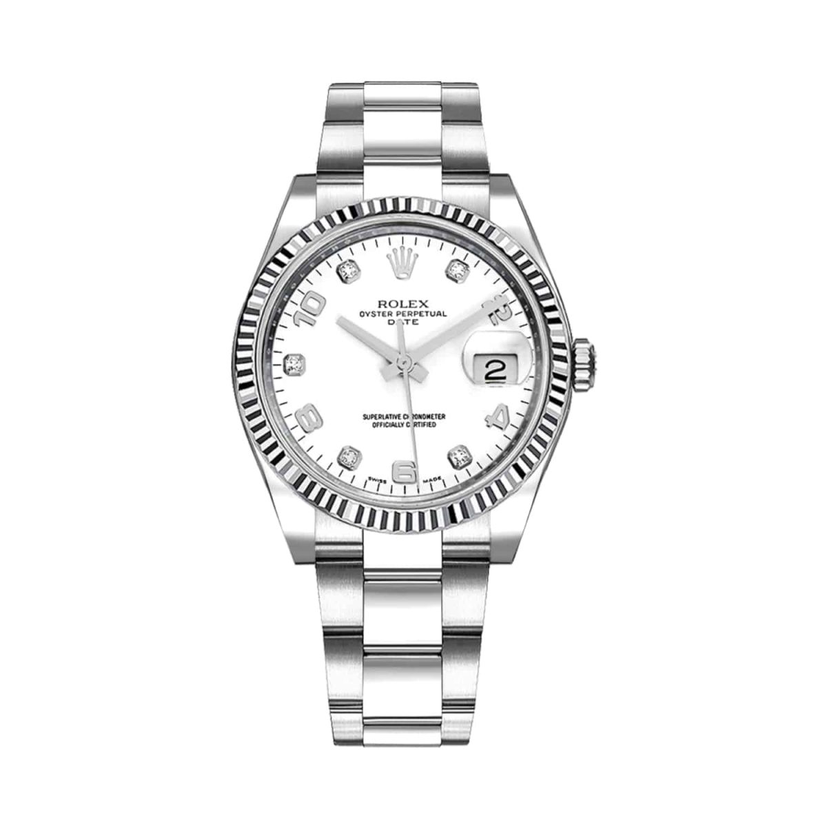 Rolex 115234-0010 Oyster Perpetual White Diamonds Dial