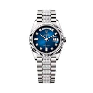 Rolex Day-Date 36 128239-0029 Blue Dial Diamond President Bracelet