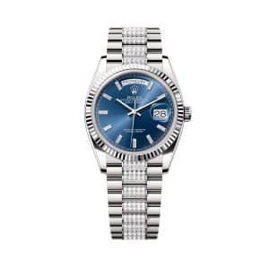 Rolex Day-Date 36 128239-0070 Blue Dial Diamond President Bracelet