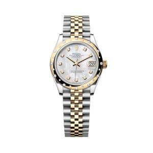 Rolex Datejust 31 278343rbr-0028 31 mm Oyster Yellow Gold and Diamonds White Mother of Pearl set with Diamonds Dial Jubilee Bracelet