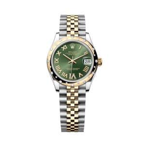 Rolex Datejust 31 278343rbr-0016 Oyster Yellow Gold and Diamonds Olive Green set with Diamonds Dial Jubilee Bracelet