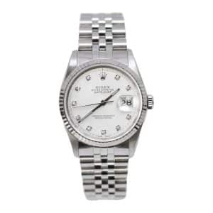 Rolex Datejust 16234 36mm White Diamond Dial Jubilee Bracelet Watch