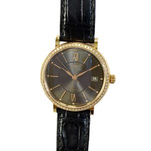 IWC Schaffhausen Portofino Automatic Diamond Bezel Rose Gold IW458108 SLATE ROMAN BLACK CROCODILE