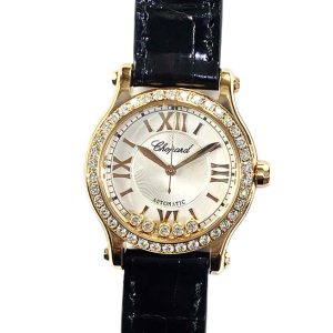 Chopard Happy Sport 30mm Rose Gold 274893-5002 SILVER ROMAN BLACK CROCODILE