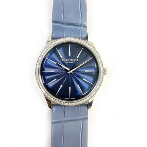 Patek Philippe Ladies Calatrava Joallerie 35mm White Gold Automatic  4997/200G-001 BLUE BLUE CALFSKIN