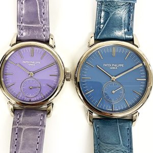 Patek Philippe Calatrava White Gold Matching Pair "Tokyo Limited Edition": 36mm Light Blue + 31mm Lilac 6127G-010 & 7127G-010