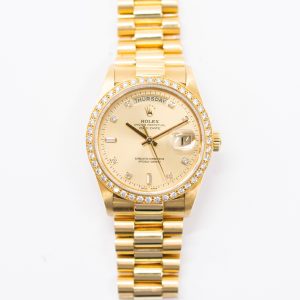 Rolex Day-Date President 36mm Diamond Bezel Yellow Gold 18048 CHAMPAGNE DIAMOND PRESIDENT