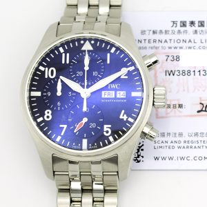 IWC Schaffhausen Pilot's Watch 41mm Chronograph Stainless Steel IW388113 BLACK STEEL