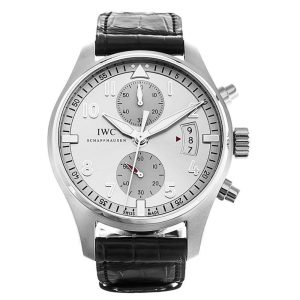 IWC Schaffhausen Pilot Spitfire "Ju-Air" Chronograph Stainless Steel IW387809 SILVER BLACK CROCODILE