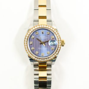 Rolex Datejust 28mm Diamond Bezel Steel and Yellow Gold 279383RBR PURPLE DIAMOND OYSTER