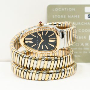 Bvlgari Bvlgari Serpenti Tubogas Ladies Diamond Bezel  Rose Gold and Steel Quartz SP35SPG BLACK ROSE GOLD/STEEL