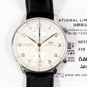 IWC Schaffhausen Portugieser Chronograph 40.9mm Steel IW371445 SILVER BLACK CROCODILE