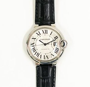 Cartier Ballon Bleu 36mm Steel  W69017Z4 SILVER ROMAN BLACK CROCODILE
