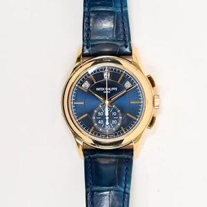 Patek Philippe Flyback Chronograph Annual Calendar 42mm Rose Gold 5905R-010 BLUE BLUE CROCODILE