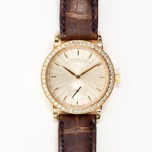 A. Lange & Söhne Little Saxonia 34mm Diamond Bezel Rose Gold Manually Winding 835.037 SILVER BROWN CROCODILE