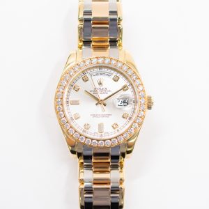 Rolex Day-Date Pearlmaster 39mm Diamond Bezel Yellow Gold 18948 SILVER DIAMOND PEARLMASTER
