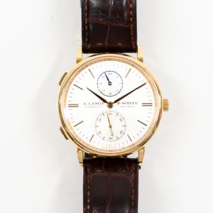 A. Lange & Söhne Saxonia Dual Time 38mm Rose Gold 386.032 SILVER BROWN CROCODILE