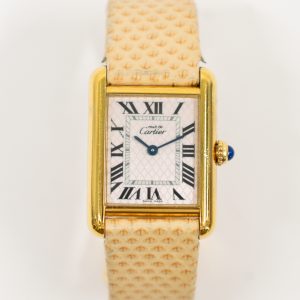 Cartier Cartier Tank Must Vermeil Aquarino Quartz Gold-plated Silver - Limited Edition - 29mm x 22mm W1018687 SILVER ROMAN WHITE CROCODILE