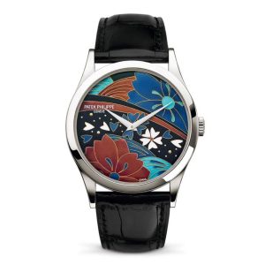 Patek Philippe Calatrava 38mm Platinum Enamel Kimono Dial 5077P-097 ENAMEL BLACK CROCODILE