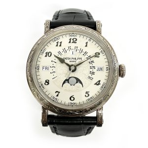Patek Philippe Retrograde Perpetual Calendar, 42mm White Gold Rare Handcrafts Self Winding 5160/500G-001 WHITE BLACK CROCODILE