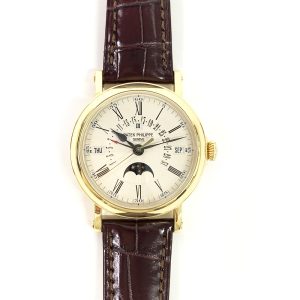 Patek Philippe Perpetual Calendar Retrograde Date 38mm Yellow Gold 5159J-001 WHITE ROMAN BROWN CROCODILE