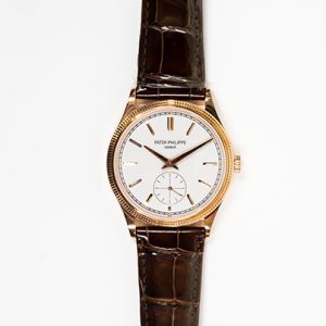 Patek Philippe Calatrava 39mm Manual Clou De Paris Rose Gold 6119R-001 WHITE BROWN CROCODILE