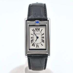 Cartier Tank Basculante Quartz Steel W1014558 WHITE ROMAN BLACK CROCODILE