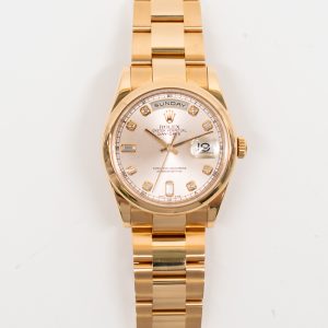 Rolex Day-Date 36mm Rose Gold 118205 PINK DIAMOND OYSTER