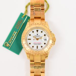 Rolex  Yacht-Master Ladies 29mm Yellow Gold 69628 WHITE OYSTER