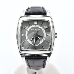 Patek Philippe Complications "Gondolo Calendario" Annual Calendar Moonphase - Platinum - 40mm x 38mm 5135P-001 GREY BLACK CROCODILE