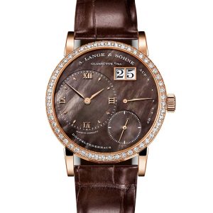 A. Lange & Söhne Little Lange 1 36mm Rose Gold Diamonds Bezel Manual Winding 813.043 BLACK MOP BROWN CROCODILE