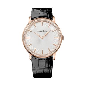 Audemars Piguet Jules Audemars Extra-Thin 18K Rose Gold Factory Diamond Bezel Silver Dial 41mm 15182OR.ZZ.A102CR.01