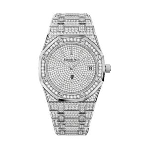 Audemars Piguet Royal Oak Jumbo Extra-Thin 18K White Gold Factory Baguette Diamond Paved 39mm 15202BC.ZZ.1241BC.01