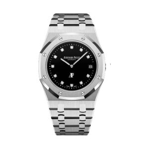 Audemars Piguet Royal Oak Jumbo Extra-Thin 950 Platinum Factory Diamond Set Black Onyx Dial 39mm 15206PT.OO.1240PT.01