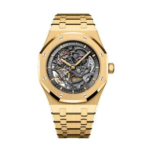 Audemars Piguet Royal Oak Double Balance Wheel Openworked 18K Yellow Gold Slate Grey Skeleton Dial 41mm 15407BA.OO.1220BA.01