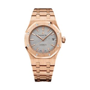 Audemars Piguet Royal Oak Selfwinding 18K Rose Gold Silver 'Grande Tapisserie' Dial 37mm 15450OR.OO.1256OR.01