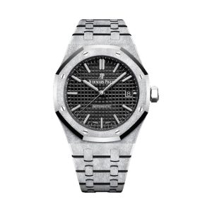 Audemars Piguet Royal Oak Selfwinding 18K White Gold Frosted Finish Black 'Grande Tapisserie' Dial 37mm 15454BC.GG.1259BC.03