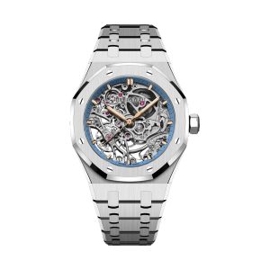 Audemars Piguet Royal Oak Double Balance Wheel Openworked 18K White Gold Light Blue Inner Bezel 37mm 15467BC.OO.1256BC.01
