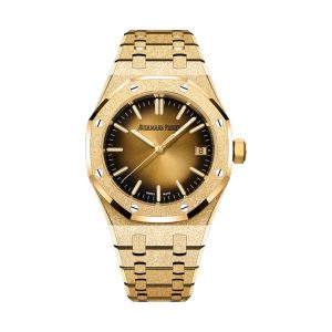 Audemars Piguet Royal Oak Selfwinding 18K Yellow Gold Frosted Finish Smoked Gold Dial 37mm 15550BA.GG.1356BA.01