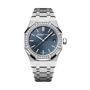 Audemars Piguet Royal Oak Selfwinding 50th Anniversary Stainless Steel Factory Diamond Bezel Blue Dial 37mm 15551ST.ZZ.1356ST.02