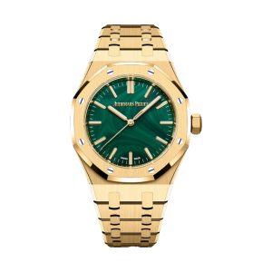 Audemars Piguet Royal Oak Selfwinding 18K Yellow Gold Natural Green Malachite Dial 37mm 15553BA.OO.1356BA.04