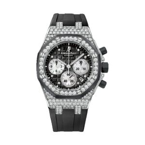Audemars Piguet Royal Oak Offshore Chronograph 18K White Gold Black Diamond Bezel & Diamond Paved Case 37mm 26092CK.ZZ.D002CA.01