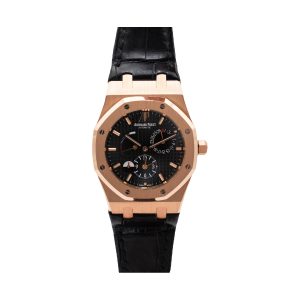 Audemars Piguet Royal Oak Dual Time 18K Rose Gold Black 'Grande Tapisserie' Dial 39mm 26120OR.OO.D002CR.01