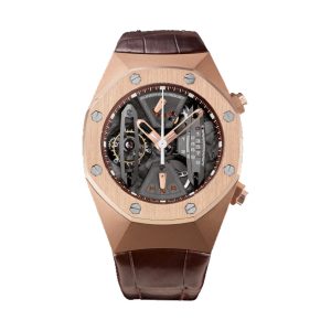 Audemars Piguet Royal Oak Concept Tourbillon Chronograph 18K Rose Gold Openworked Dial Leather Strap 44mm 26223OR.OO.D099CR.01