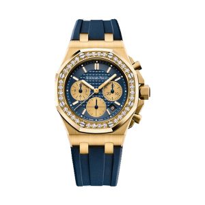 Audemars Piguet Royal Oak Offshore Chronograph 18K Yellow Gold Factory Diamond Bezel Blue Dial 37mm 26231BA.ZZ.D027CA.01