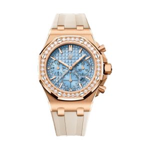 Audemars Piguet Royal Oak Offshore Chronograph 18K Rose Gold Factory Diamond Bezel Light Blue Dial 37mm 26231OR.ZZ.A085CA.01