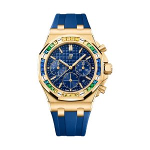 Audemars Piguet Royal Oak Offshore Chronograph 18K Yellow Gold Factory Baguette Sapphire Bezel Blue Dial 37mm 26236BA.YY.D346CA.01