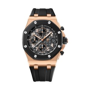 Audemars Piguet Royal Oak Offshore Chronograph 18K Rose Gold Rubber Bezel Black Dial 42mm 26238OK.OO.A002CA.01